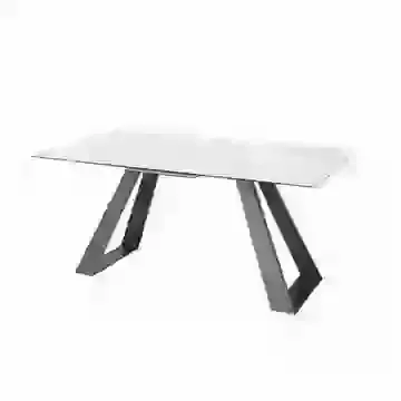 Light Grey Ceramic/Glass Marble Effect Extending Table & Chairs 160cm